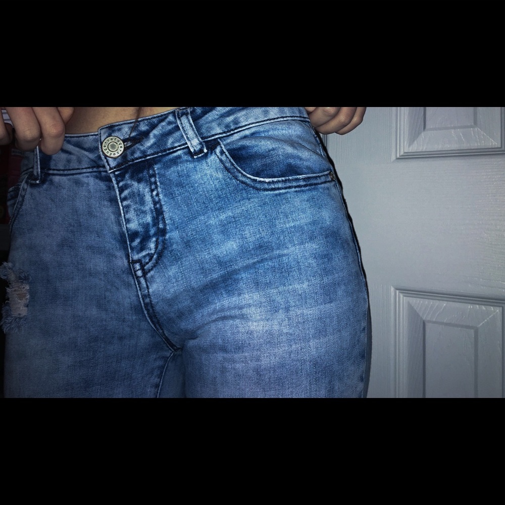 Blue ripped jeans